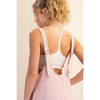 Rae Mode Cotton Twill Roll-Up Overall Short Romper: Dusty Sage