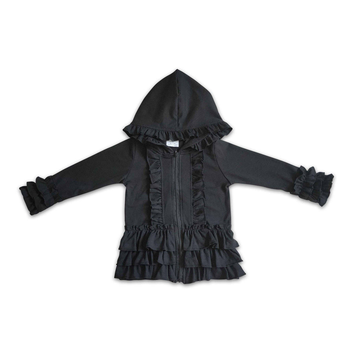 Yawoo Garments - Solid colorful zipper girls ruffle hoodie jackets: Maroon / 6-7T