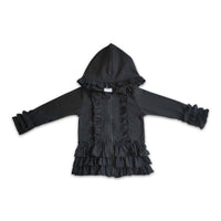 Yawoo Garments - Solid colorful zipper girls ruffle hoodie jackets: Maroon / 6-7T