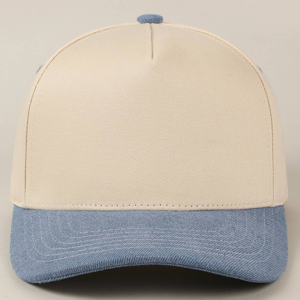 Fashion City - Plain Two-Tone Canvas Cotton Trucker Hat: BLK / ONE SIZE