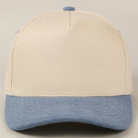 Fashion City - Plain Two-Tone Canvas Cotton Trucker Hat: BLK / ONE SIZE