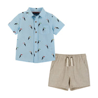 Andy & Evan Boys Toucan Button-down & Shorts Set