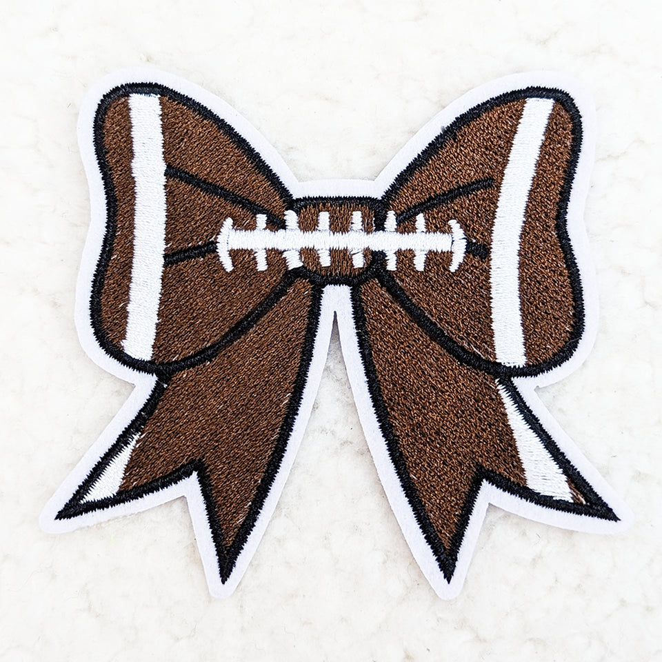 Trendy Transfers - Football Bow Embroidered HAT/POCKET Patch