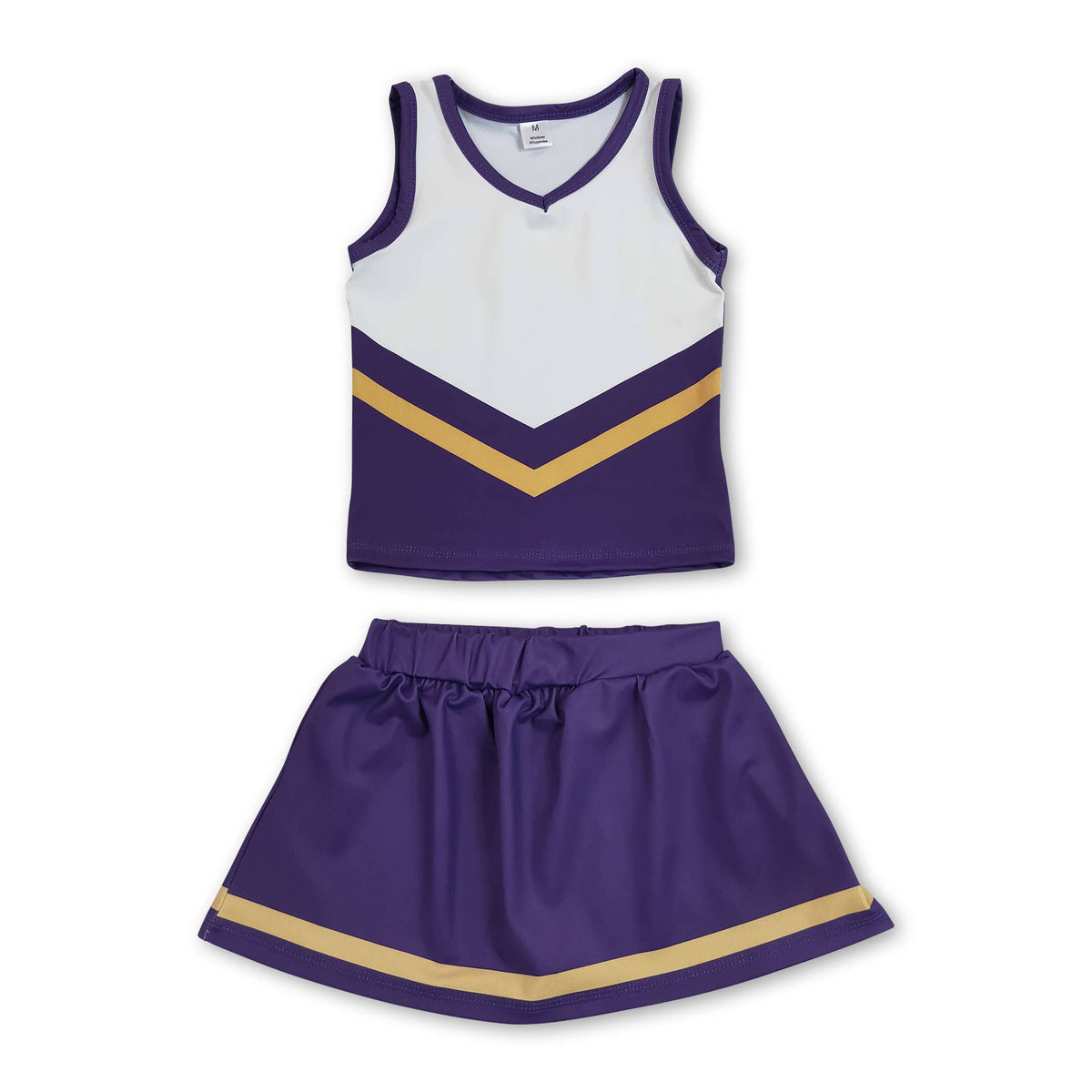 Yawoo Garments - Sleeveless white maroon top skirt girls team cheer active set: Red white / 6-7T