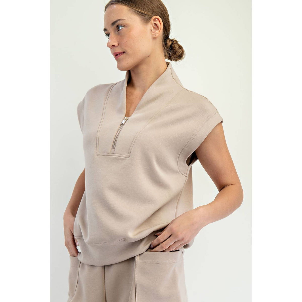 Rae Mode Modal Scuba Luxe V-Neck Sleeveless Top and Shorts Set: Paradise Blue