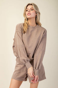 Rae Mode Mineral Washed French Terry Short Set: Mocha