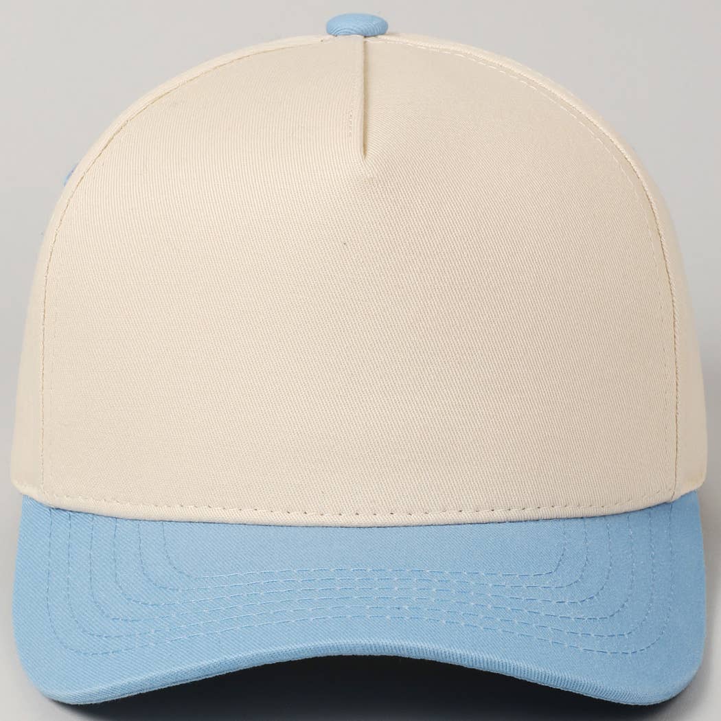 Fashion City - Plain Two-Tone Canvas Cotton Trucker Hat: BLK / ONE SIZE