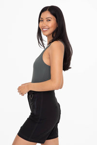 Mono B Square Neck Ribbed Bodysuit - BLACK