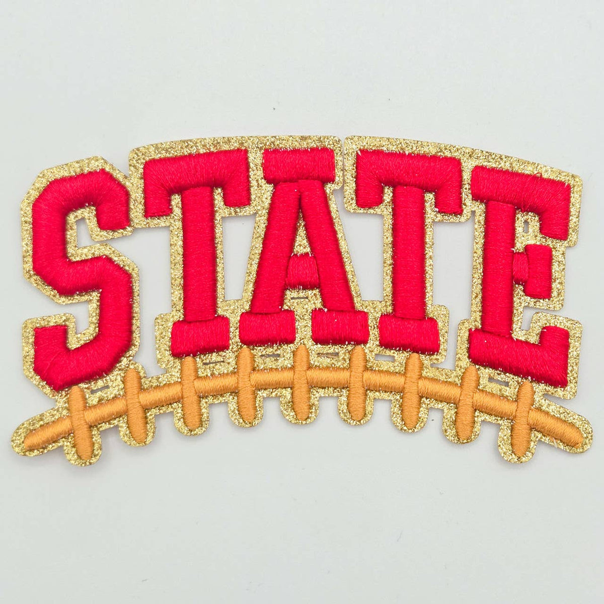 Trendy Transfers - RED State Football Puff Embroidered Glitter Hat Patch