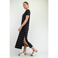 Rae Mode Modal Scuba Stripe Maxi Dress: Cream/Black