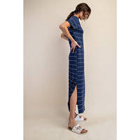 Rae Mode Modal Scuba Stripe Maxi Dress: Cream/Black