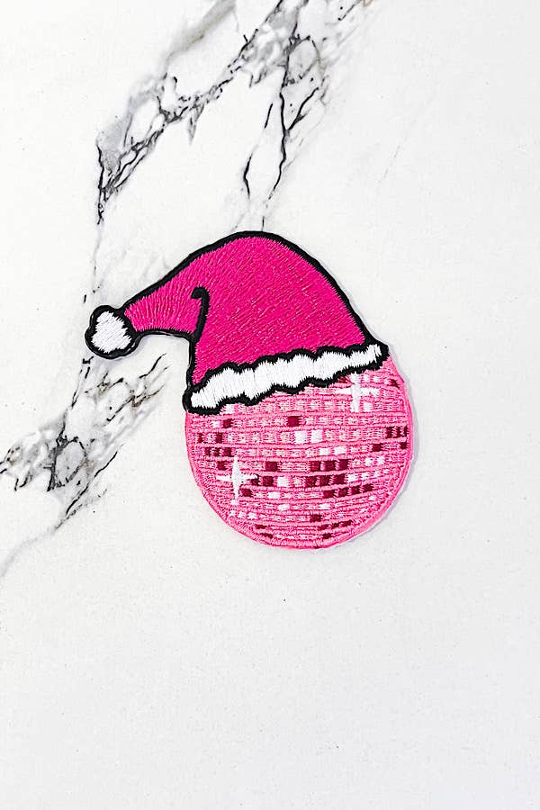 Nash Grey - Pink Santa Disco Ball Embroidered Patch