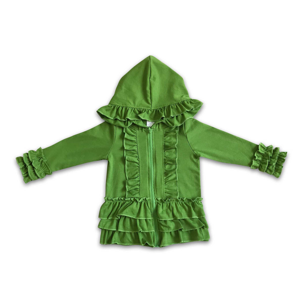 Yawoo Garments - Solid colorful zipper girls ruffle hoodie jackets: Maroon / 6-7T