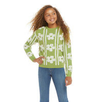 Andy & Evan Girls Tween Flower Sherpa Sweater | Green