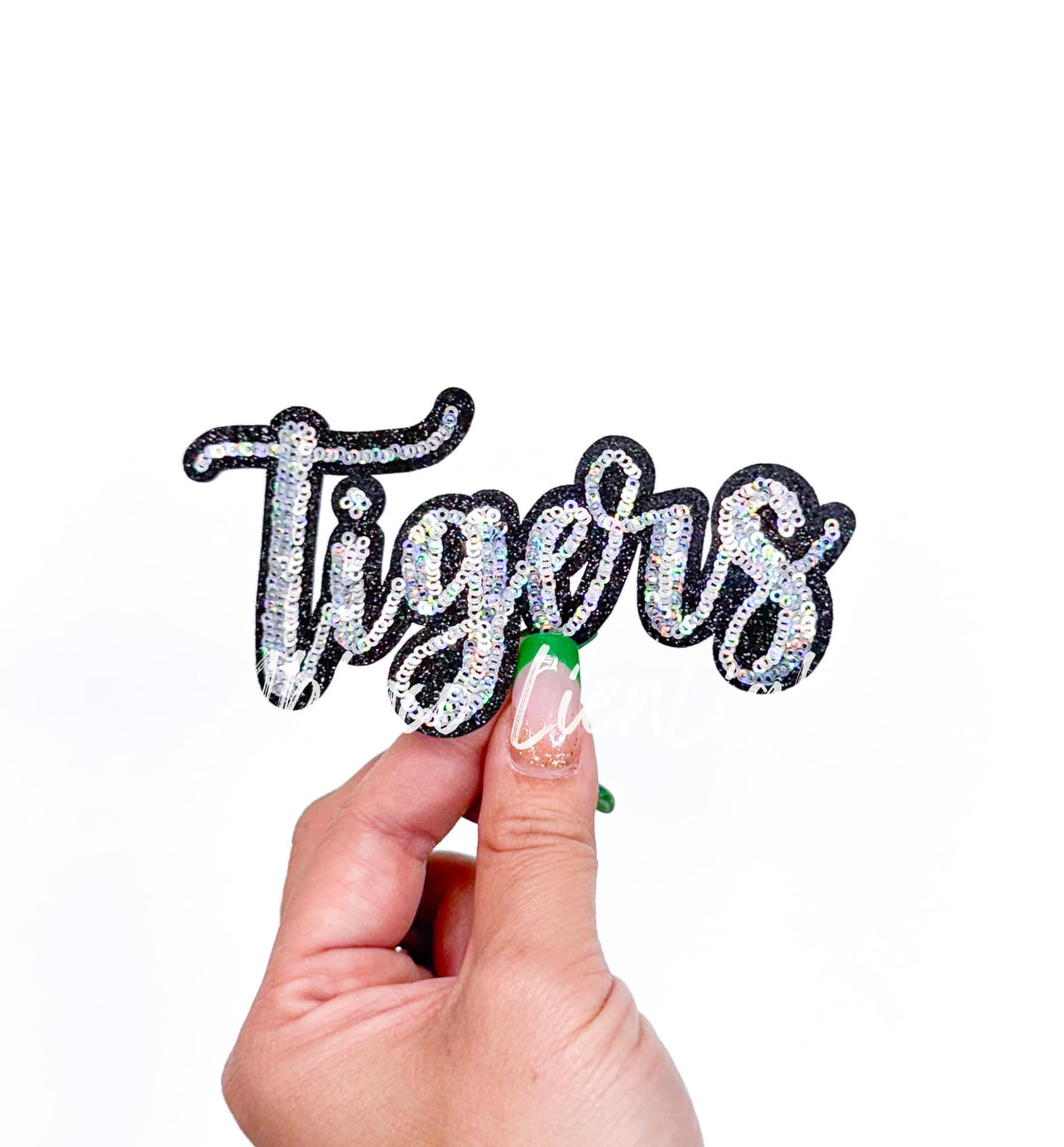 ABLNco - Tigers Cursive Sequins Iron On Patch-Silver