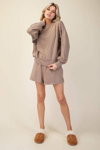 Rae Mode Mineral Washed French Terry Short Set: Mocha