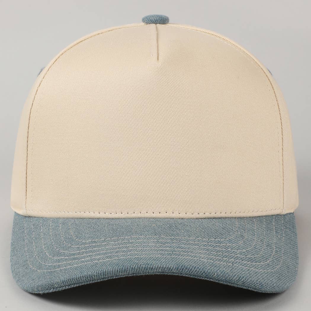 Fashion City - Plain Two-Tone Canvas Cotton Trucker Hat: BLK / ONE SIZE