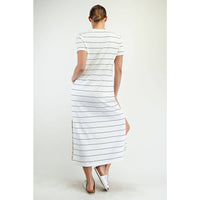 Rae Mode Modal Scuba Stripe Maxi Dress: Cream/Black