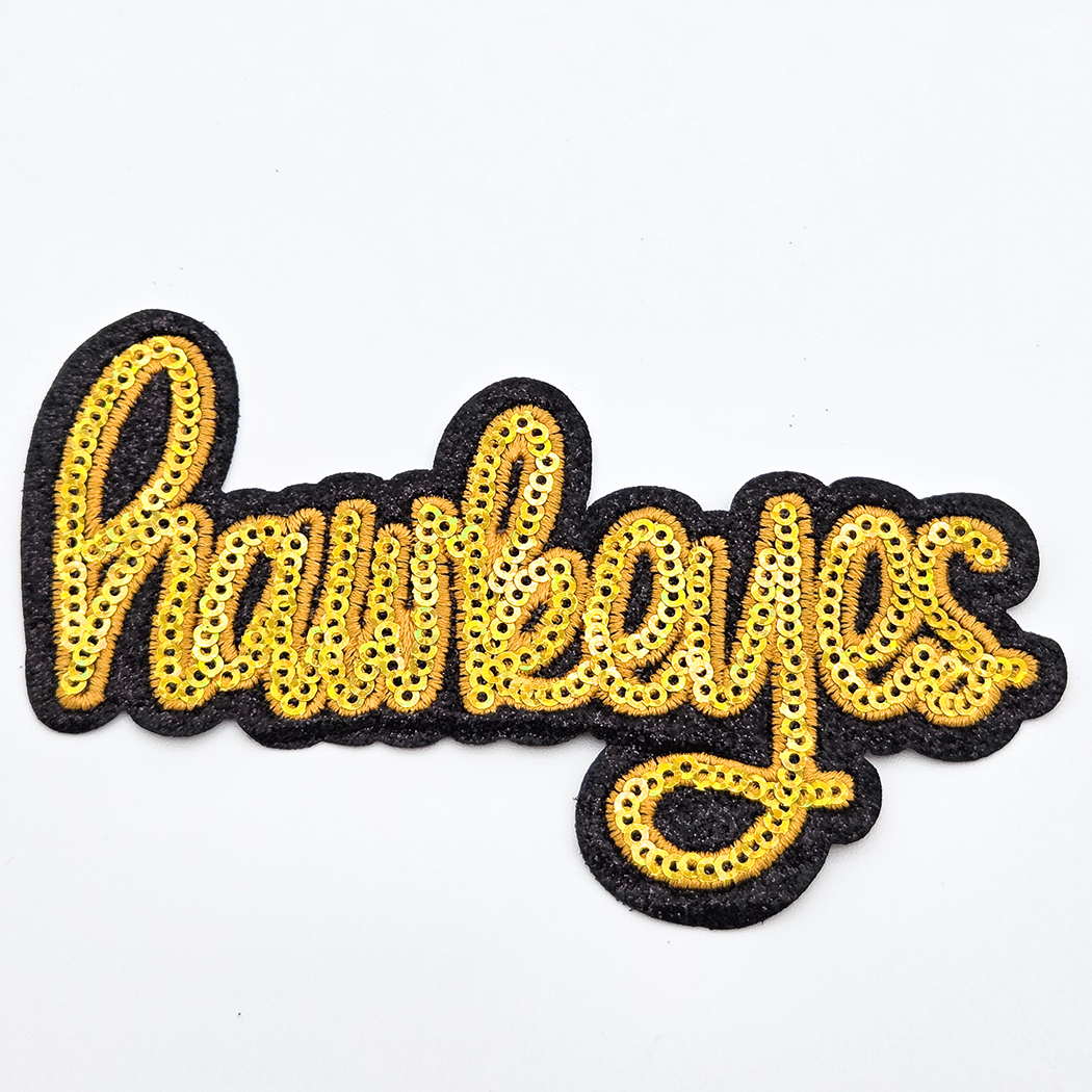 Trendy Transfers - Hawkeyes Gold Sequin HAT/POCKET Patch