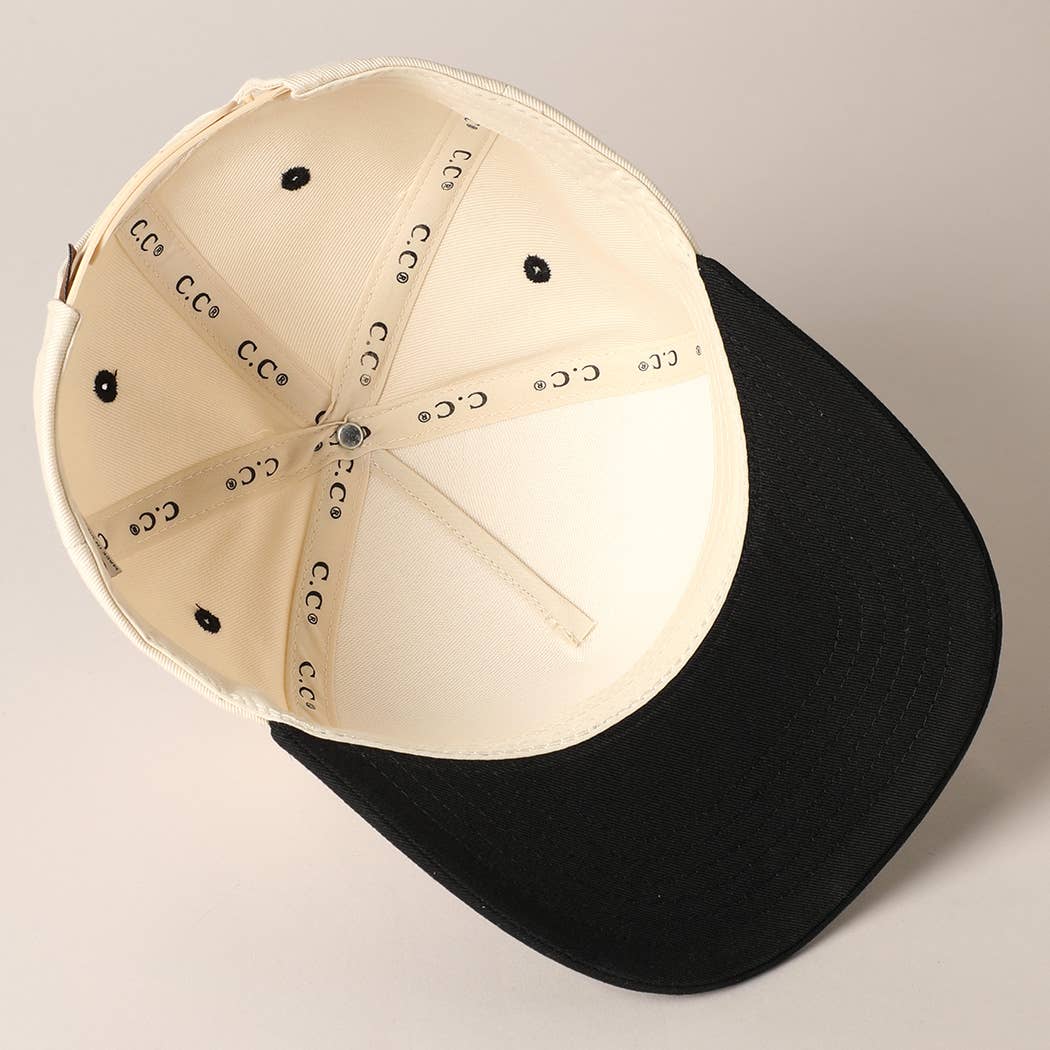 Fashion City - Plain Two-Tone Canvas Cotton Trucker Hat: BLK / ONE SIZE