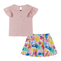 Andy & Evan Girls Toddler Palm Tree Tee & Tropical Skort Set