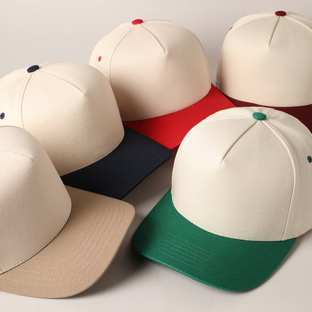 Fashion City - Plain Two-Tone Canvas Cotton Trucker Hat: BLK / ONE SIZE