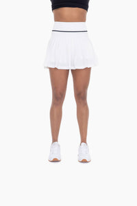 Mono B Retro Stripe Pleated Tennis Skort - Black w/ White Stripe