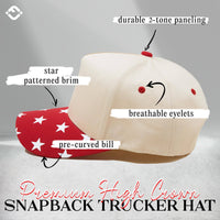 Funky Junque - Two Tone Vintage Snapback Hat - Star Print - Red/Beige