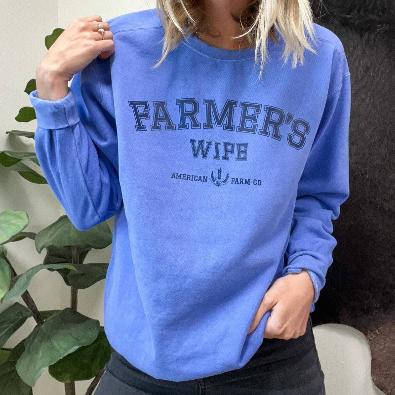 Farmer's Wife Blue Crewneck