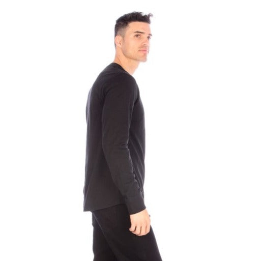 LONG SLEEVE HENLEY BLACK