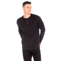 LONG SLEEVE HENLEY BLACK