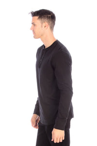 LONG SLEEVE HENLEY BLACK