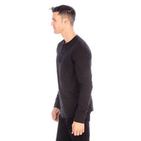 LONG SLEEVE HENLEY BLACK