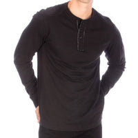 LONG SLEEVE HENLEY BLACK