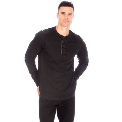 LONG SLEEVE HENLEY BLACK