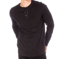 LONG SLEEVE HENLEY BLACK