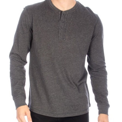 LONG SLEEVE HENLEY CHARCOAL