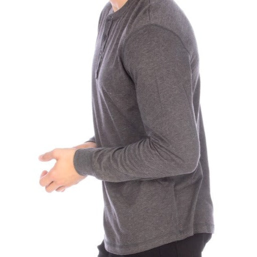 LONG SLEEVE HENLEY CHARCOAL