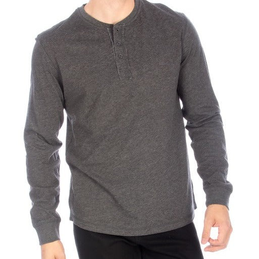 Men's Long Sleeve Charcoal Henley