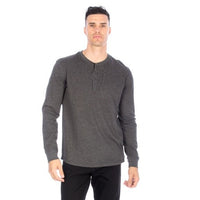 LONG SLEEVE HENLEY CHARCOAL