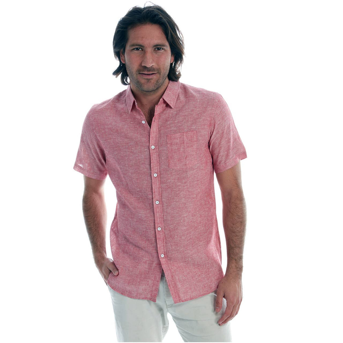 Short Sleeve Solid Linen Shirt