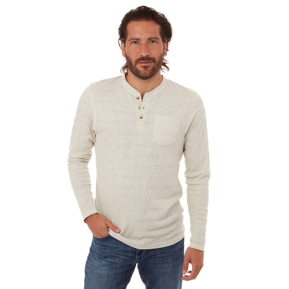 Long Sleeve Henley - Cream