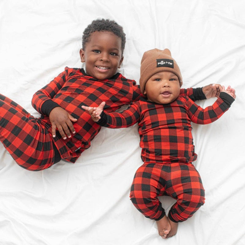 millie + roo - TWO PIECE SET- Red Buffalo Plaid