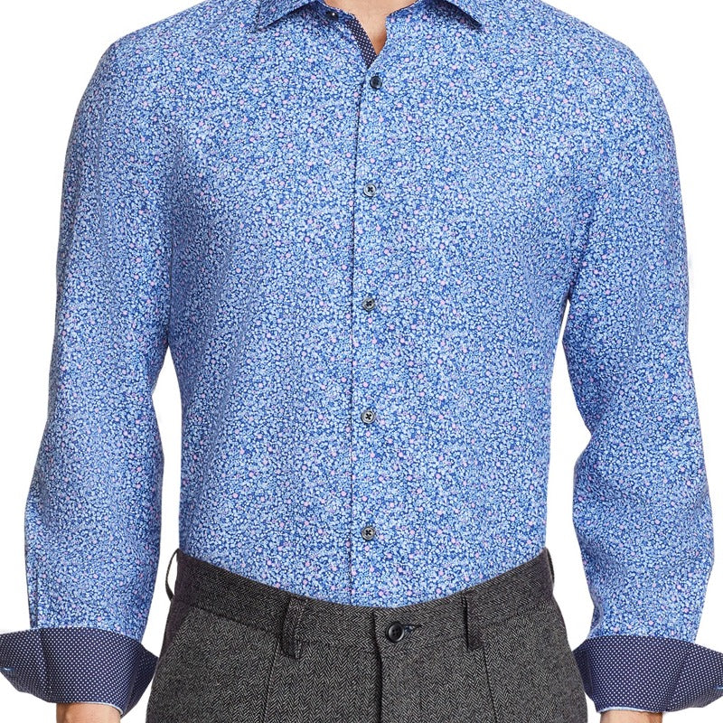 Blue Men's Floral Dress Shirt 