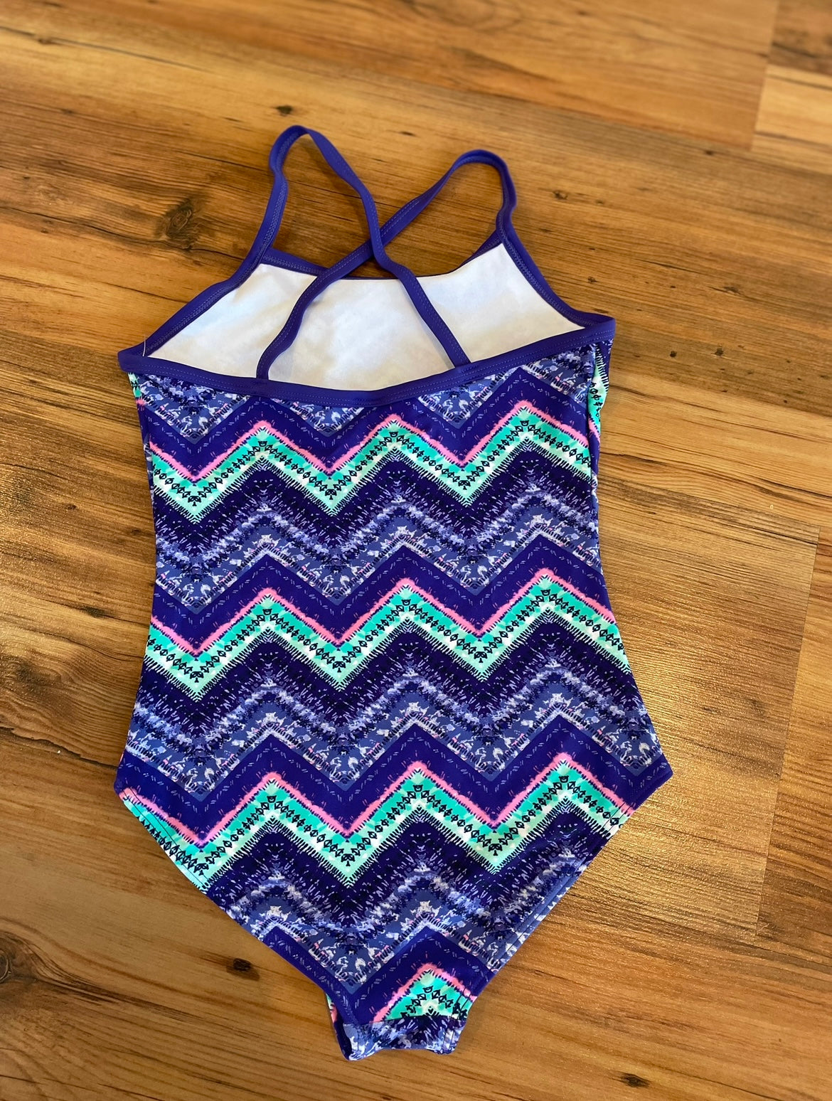 Girl's Purple & Blue Striped One-Piece