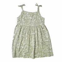 Girl's Green Sundress with Baby's Breath Print