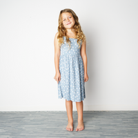 girl's blue sundress with white anchor print