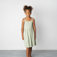 Girl's Green Sundress with Baby's Breath Print