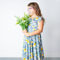 Children's Blue Daisy Bamboo Twirl Dress