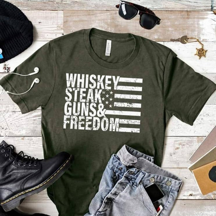 Whiskey Steak Guns & Freedom Men's Tee